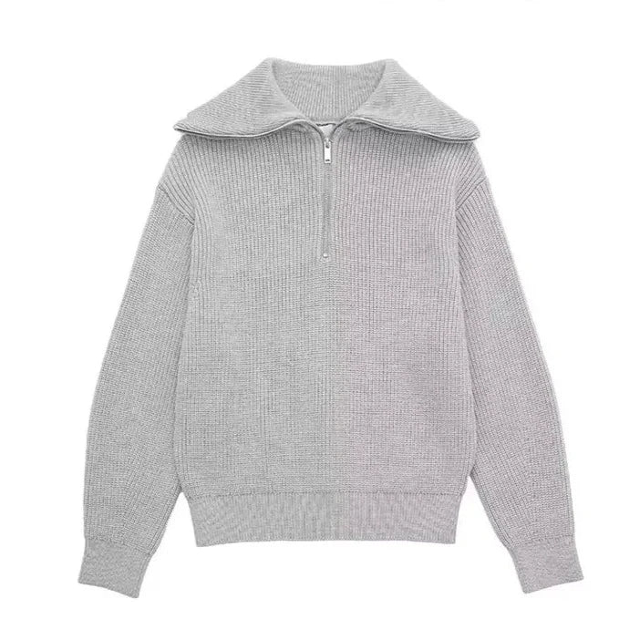 Atelier Élégance™ | Pull zippé rayé