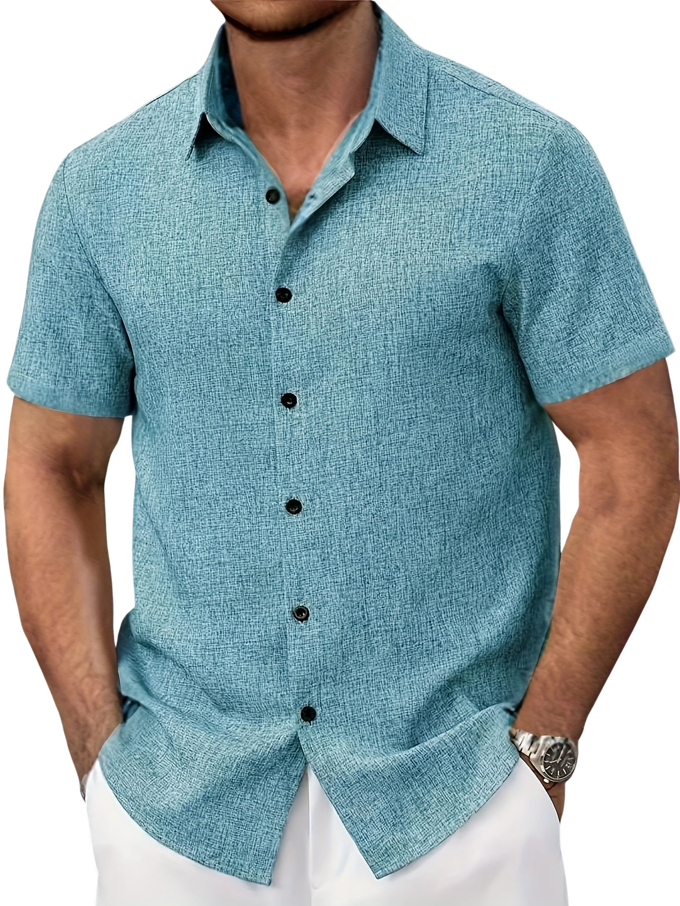 Lenoir™ | Chemise légère à manches courtes en mélange de lin