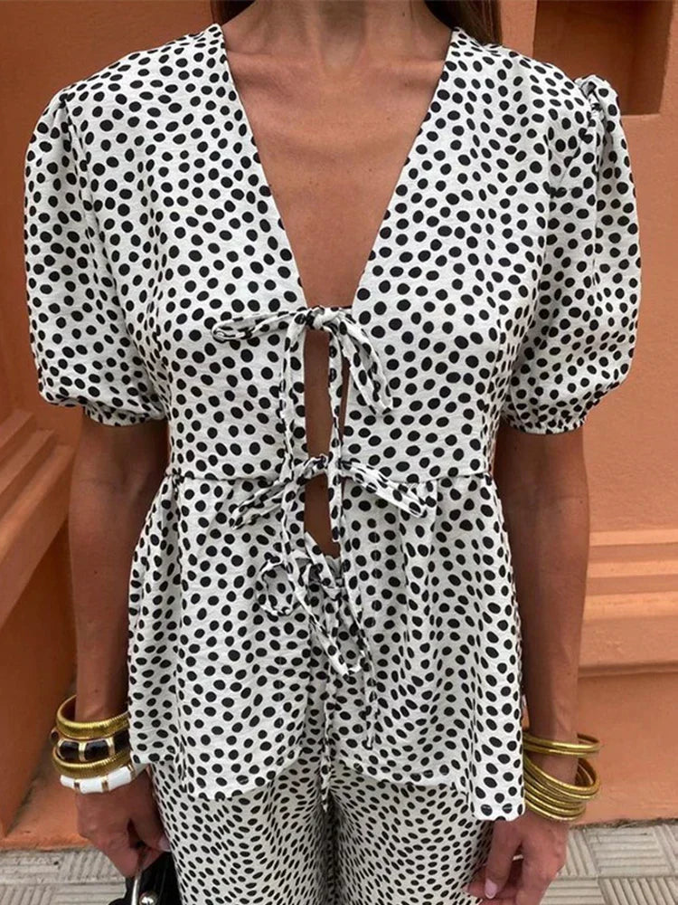 Atelier Élégance™ | Ensemble à manches bouffantes et détail à nouer