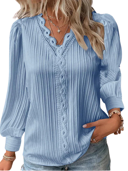 Atelier Élégance™ | Blouse en Chiffon avec Détails en Dentelle