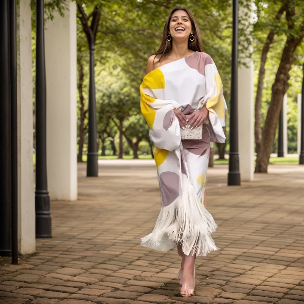 Atelier Élégance™ | Robe en satin avec manches bouffantes