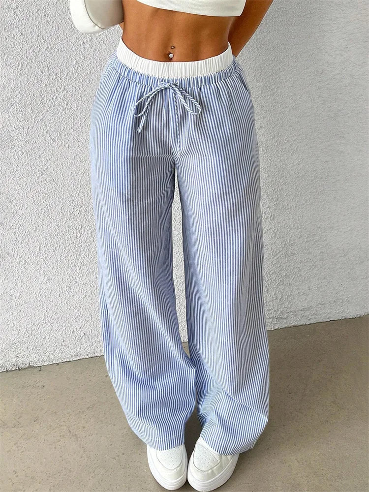 Atelier Élégance™ | Pantalon Large Rayé