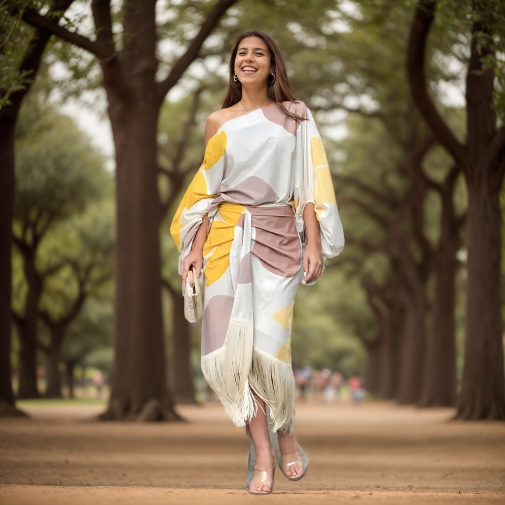 Atelier Élégance™ | Robe en satin avec manches bouffantes