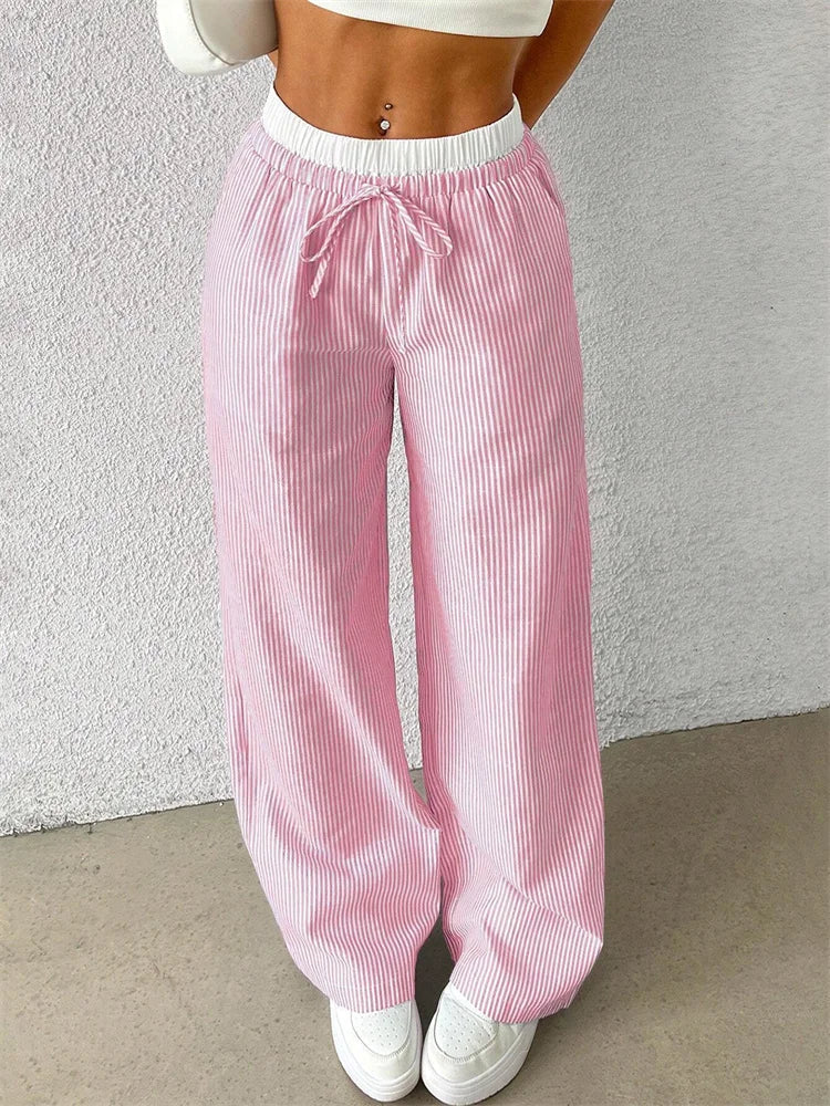 Atelier Élégance™ | Pantalon Large Rayé