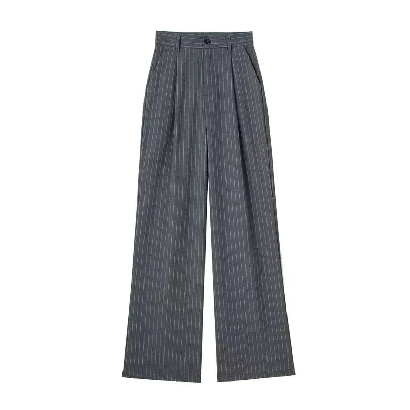 Atelier Élégance™ | Pantalon Large à Rayures Élégantes