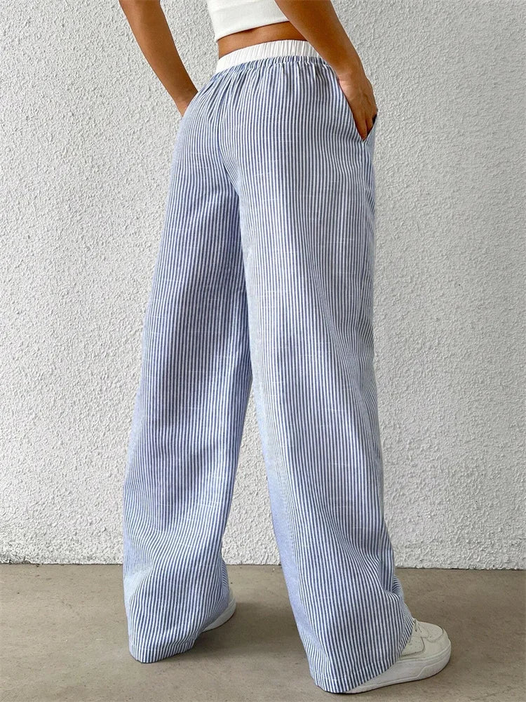 Atelier Élégance™ | Pantalon Large Rayé