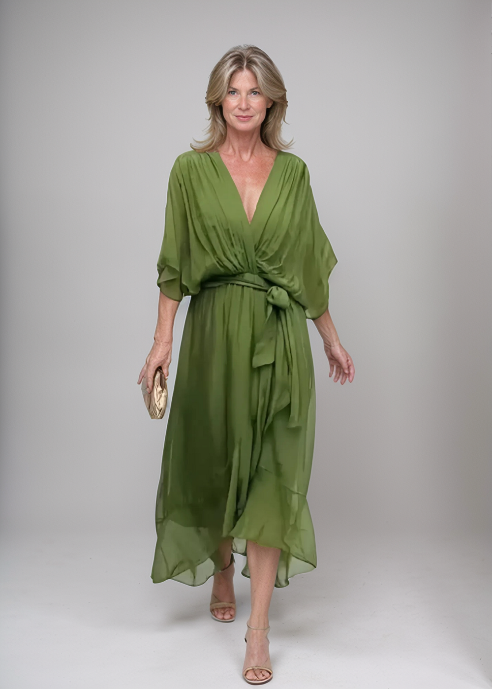 Atelier Élégance™ | Robe midi en chiffon avec effet portefeuille