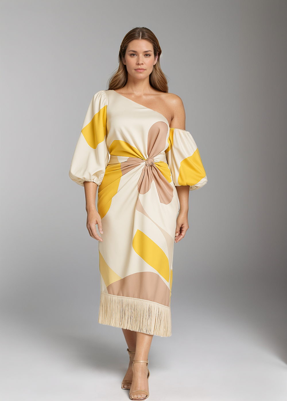 Atelier Élégance™ | Robe en satin avec manches bouffantes