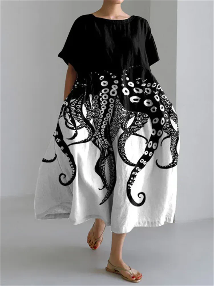 Atelier Élégance™ | Raffaella Robe D'été Artistique Avec Liberté De Mouvement Et Style Unique Pour Les Journées Informelles
