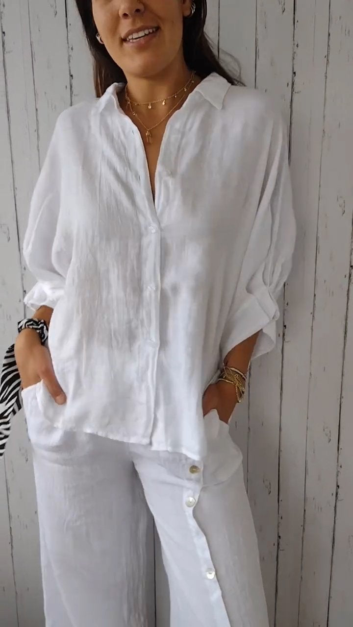 Atelier Élégance™ | Chemise Coton et Lin à Nouer dans le Dos