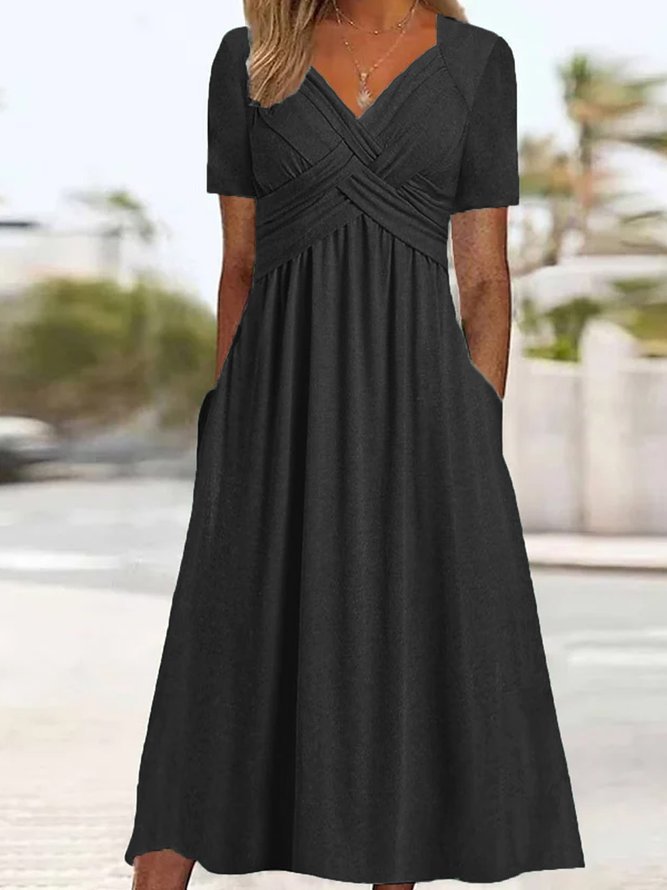 Atelier Élégance™ | Robe midi avec couture à la taille et poches