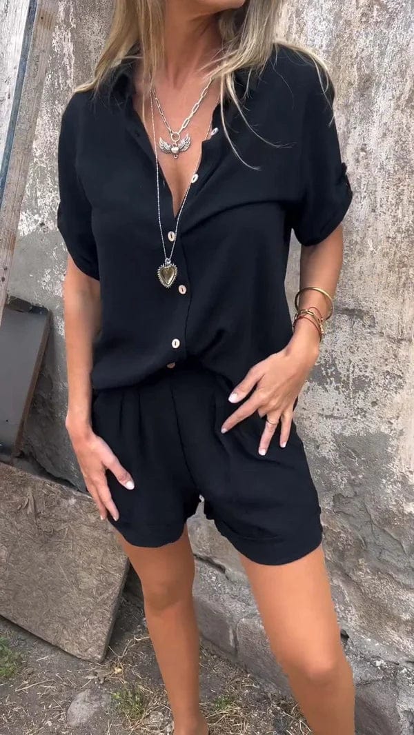 Atelier Élégance™ | Ensemble chemise à boutons et shorts