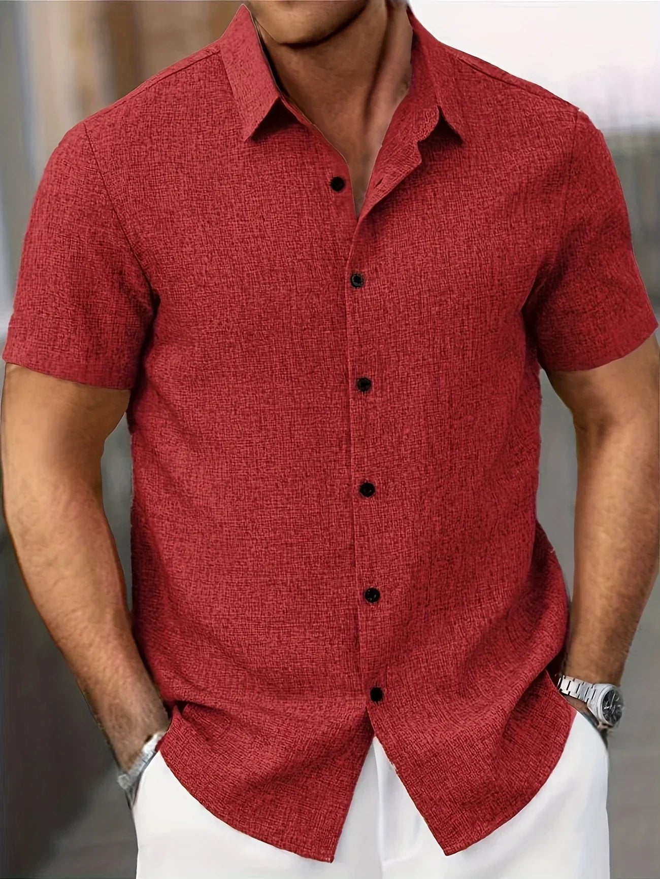 Lenoir™ | Chemise légère à manches courtes en mélange de lin