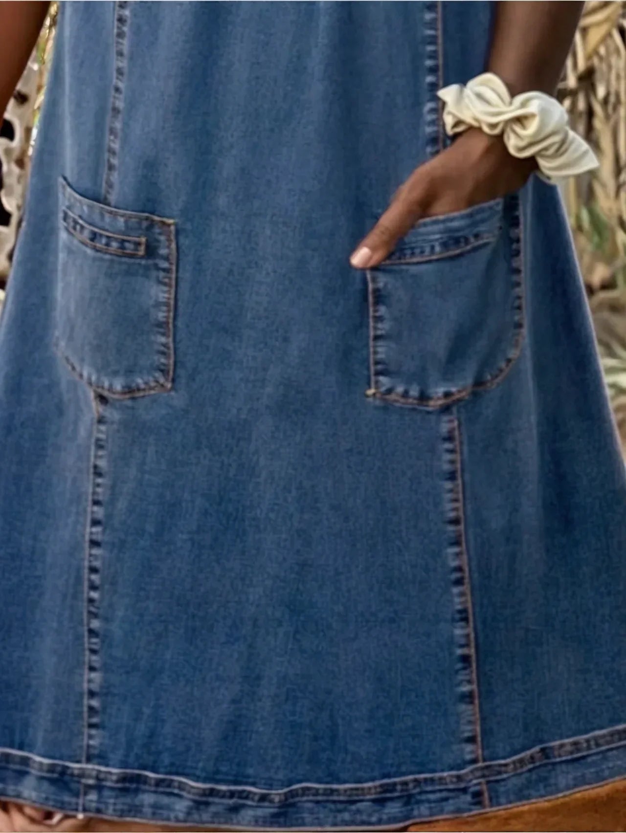 Atelier Élégance™ | Robe tunique en jean avec poches