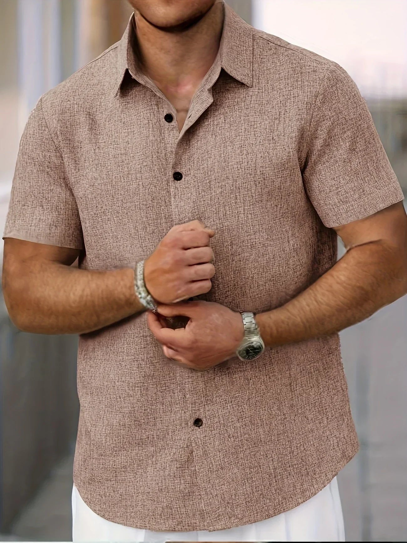 Lenoir™ | Chemise légère à manches courtes en mélange de lin