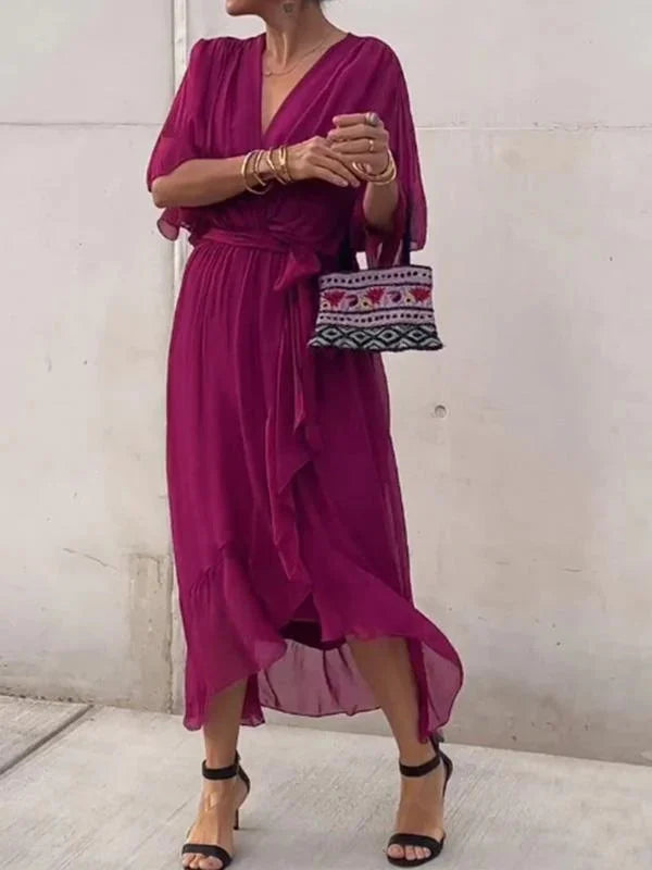 Atelier Élégance™ | Robe midi en chiffon avec effet portefeuille