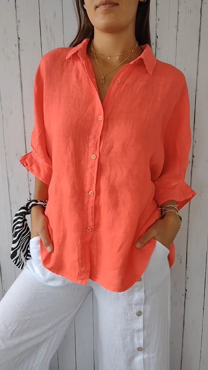 Atelier Élégance™ | Chemise Coton et Lin à Nouer dans le Dos