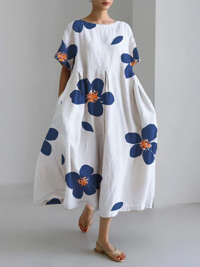 Atelier Élégance™ | Catherina Robe longue d'été avec fleurs vives et confort doux pour les journées ensoleillées