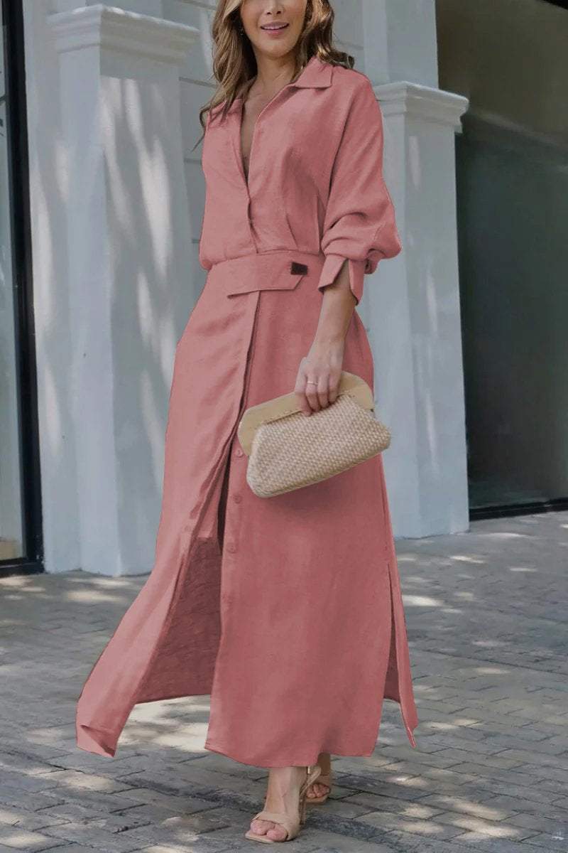 Atelier Élégance™ | Robe Maxi en Lin avec Boutonnage