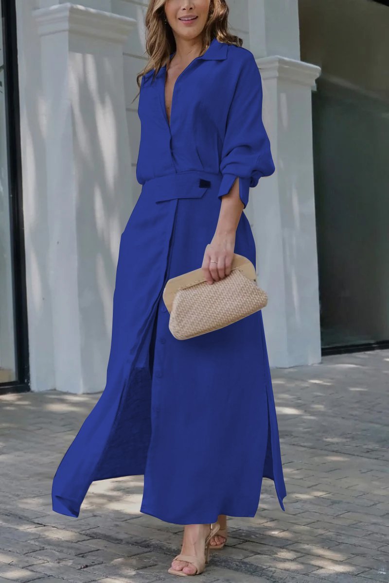 Atelier Élégance™ | Robe Maxi en Lin avec Boutonnage