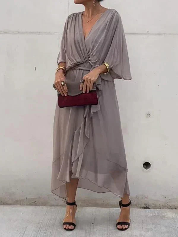 Atelier Élégance™ | Robe midi en chiffon avec effet portefeuille