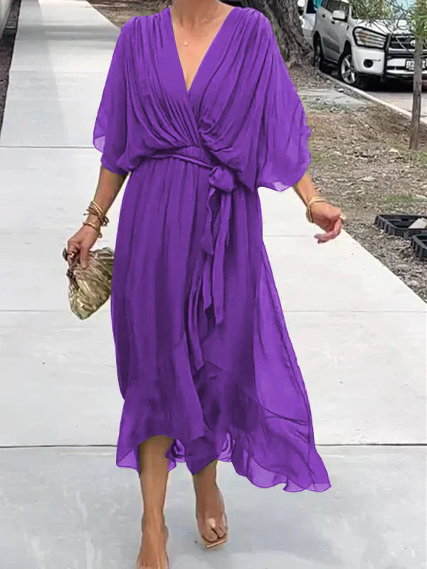 Atelier Élégance™ | Robe midi en chiffon avec effet portefeuille