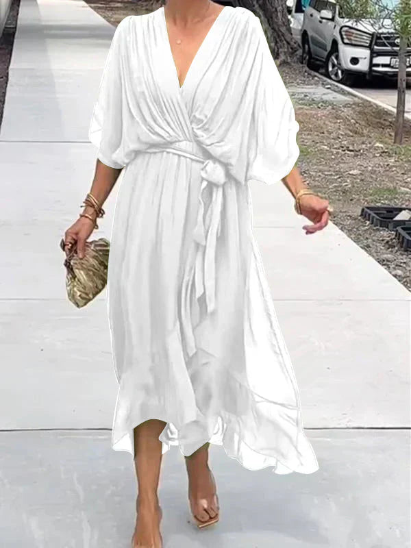 Atelier Élégance™ | Robe midi en chiffon avec effet portefeuille
