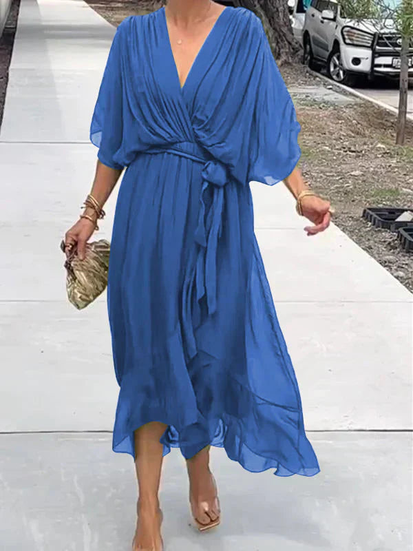 Atelier Élégance™ | Robe midi en chiffon avec effet portefeuille