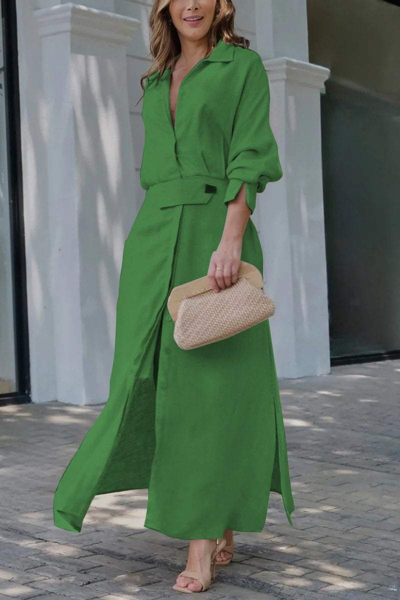 Atelier Élégance™ | Robe Maxi en Lin avec Boutonnage