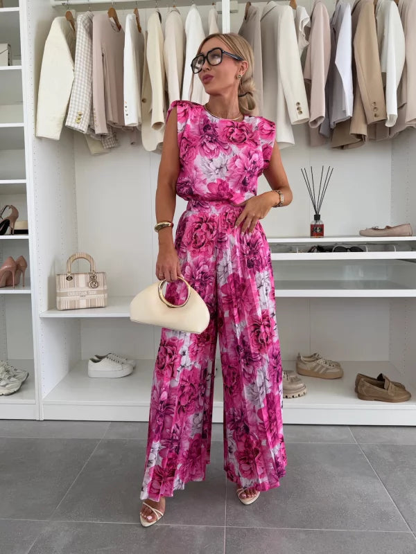 Atelier Élégance™ | Ensemble élégant avec pantalon palazzo plissé