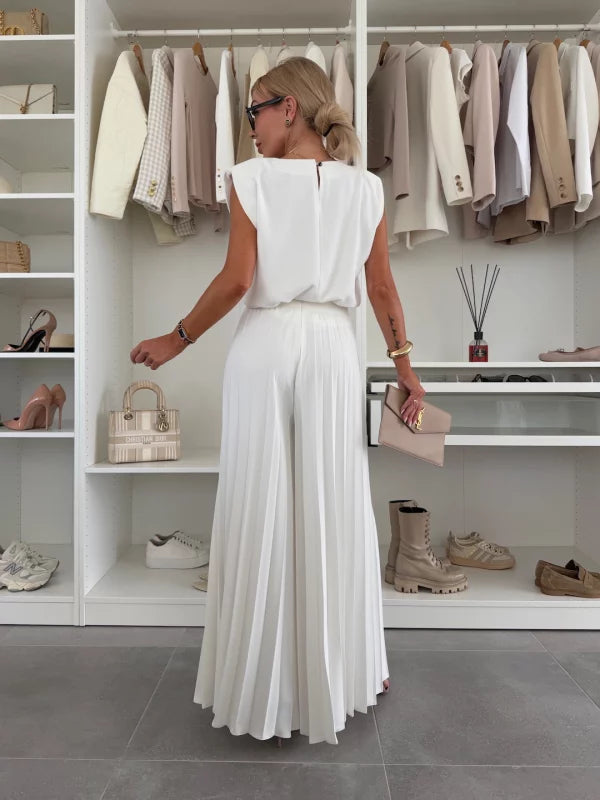 Atelier Élégance™ | Ensemble élégant avec pantalon palazzo plissé