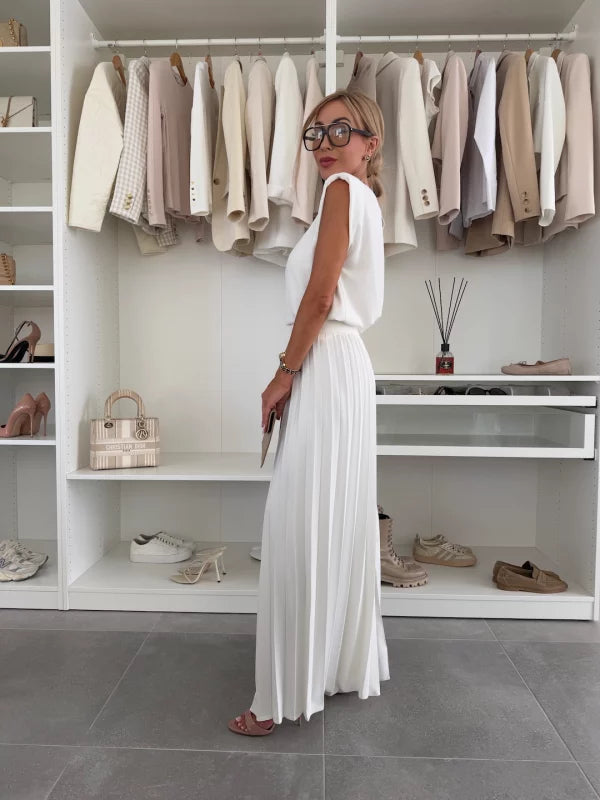 Atelier Élégance™ | Ensemble élégant avec pantalon palazzo plissé