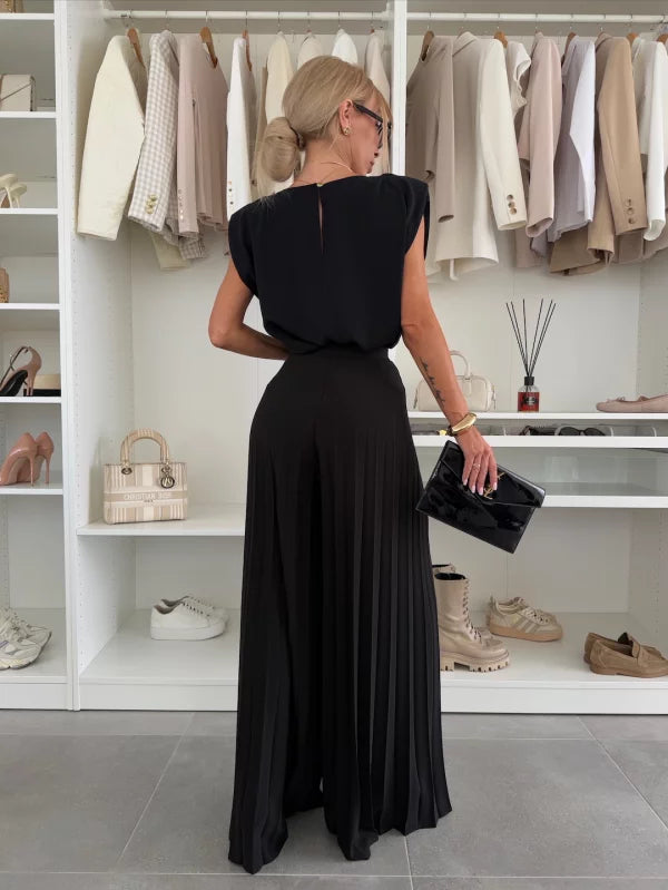 Atelier Élégance™ | Ensemble élégant avec pantalon palazzo plissé