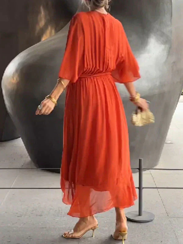 Atelier Élégance™ | Robe midi en chiffon avec effet portefeuille