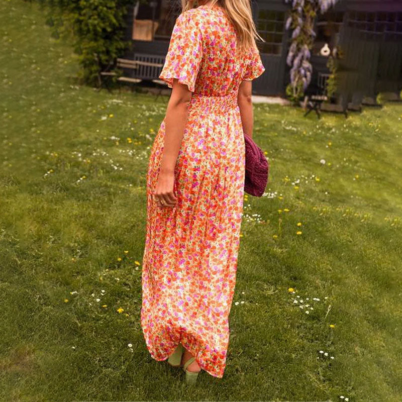 Atelier Élégance™ | Robe maxi à fleurs avec manches flottantes