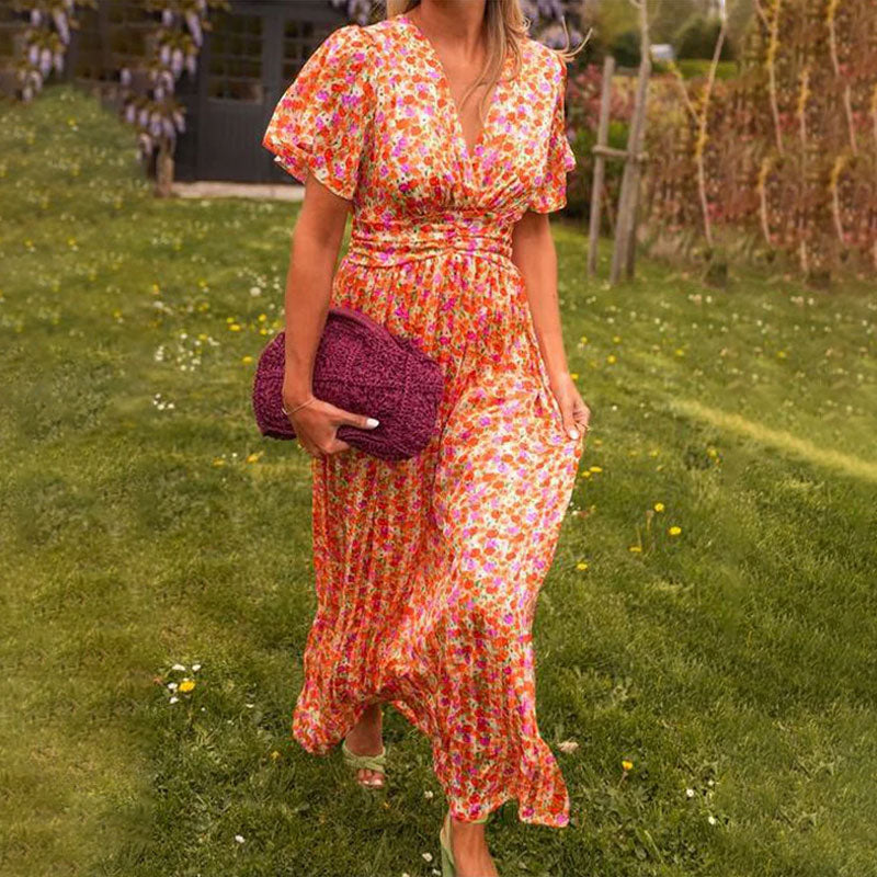 Atelier Élégance™ | Robe maxi à fleurs avec manches flottantes