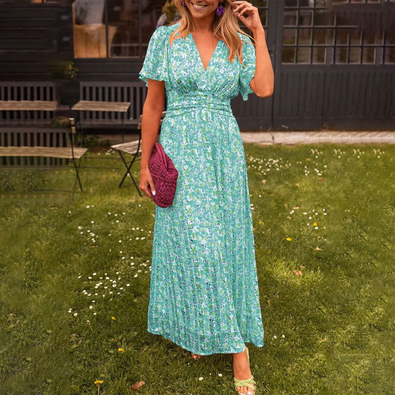 Atelier Élégance™ | Robe maxi à fleurs avec manches flottantes