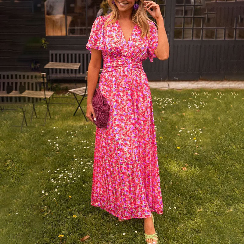Atelier Élégance™ | Robe maxi à fleurs avec manches flottantes