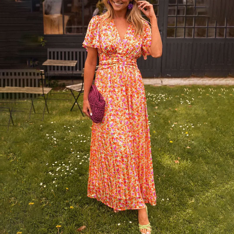 Atelier Élégance™ | Robe maxi à fleurs avec manches flottantes
