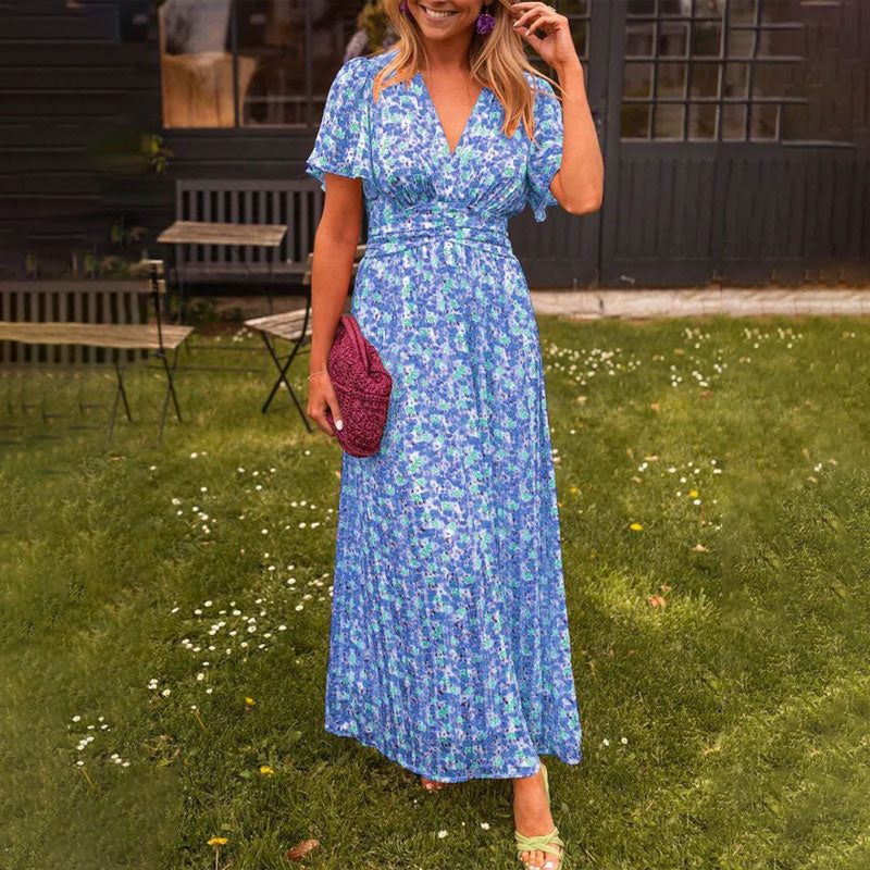 Atelier Élégance™ | Robe maxi à fleurs avec manches flottantes