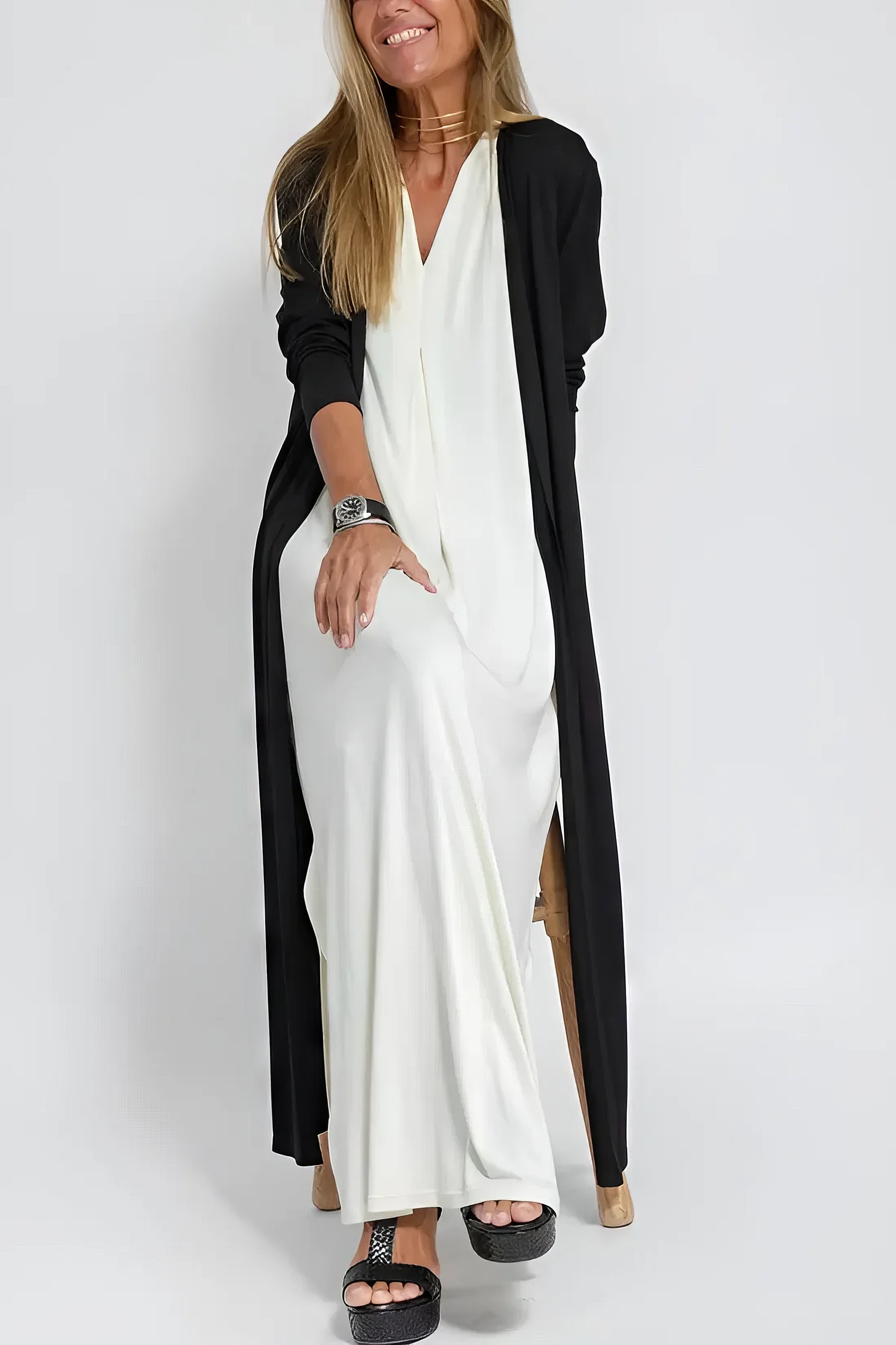 Atelier Élégance™ | Elise robe Longue Élégante avec Cardigan Offert