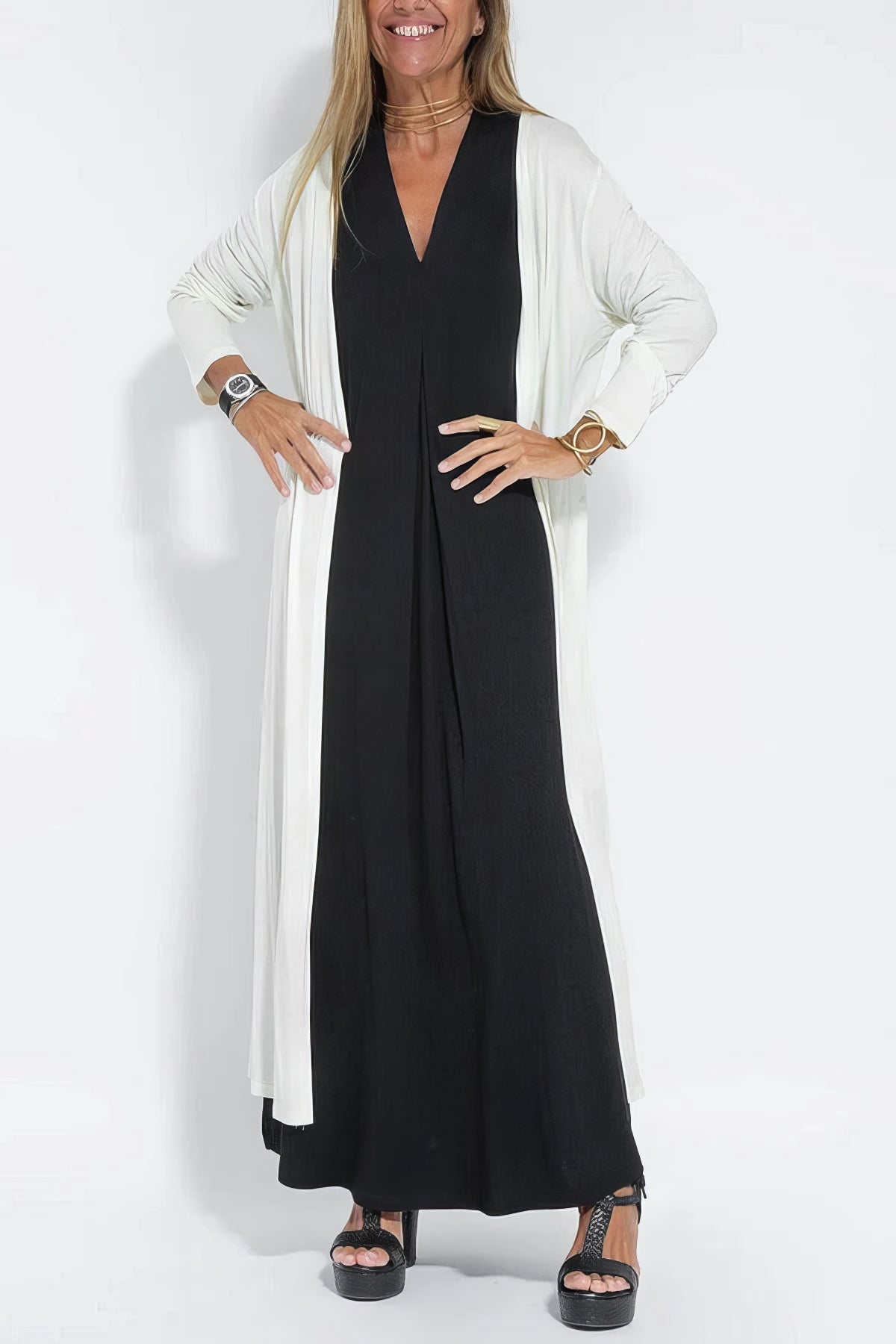 Atelier Élégance™ | Elise robe Longue Élégante avec Cardigan Offert