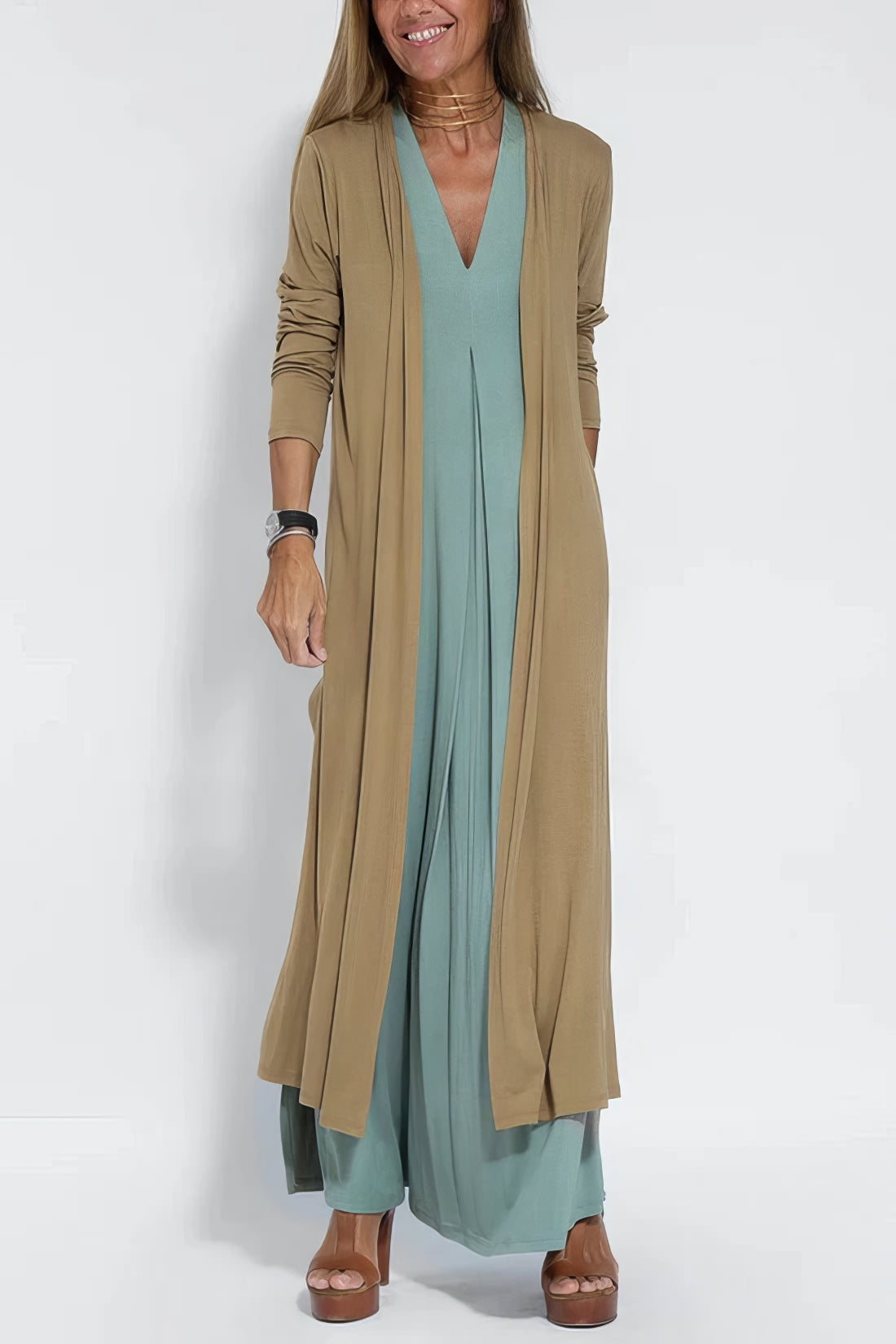 Atelier Élégance™ | Elise robe Longue Élégante avec Cardigan Offert